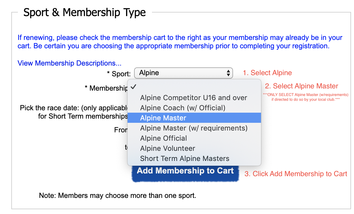Masters Membership Selection