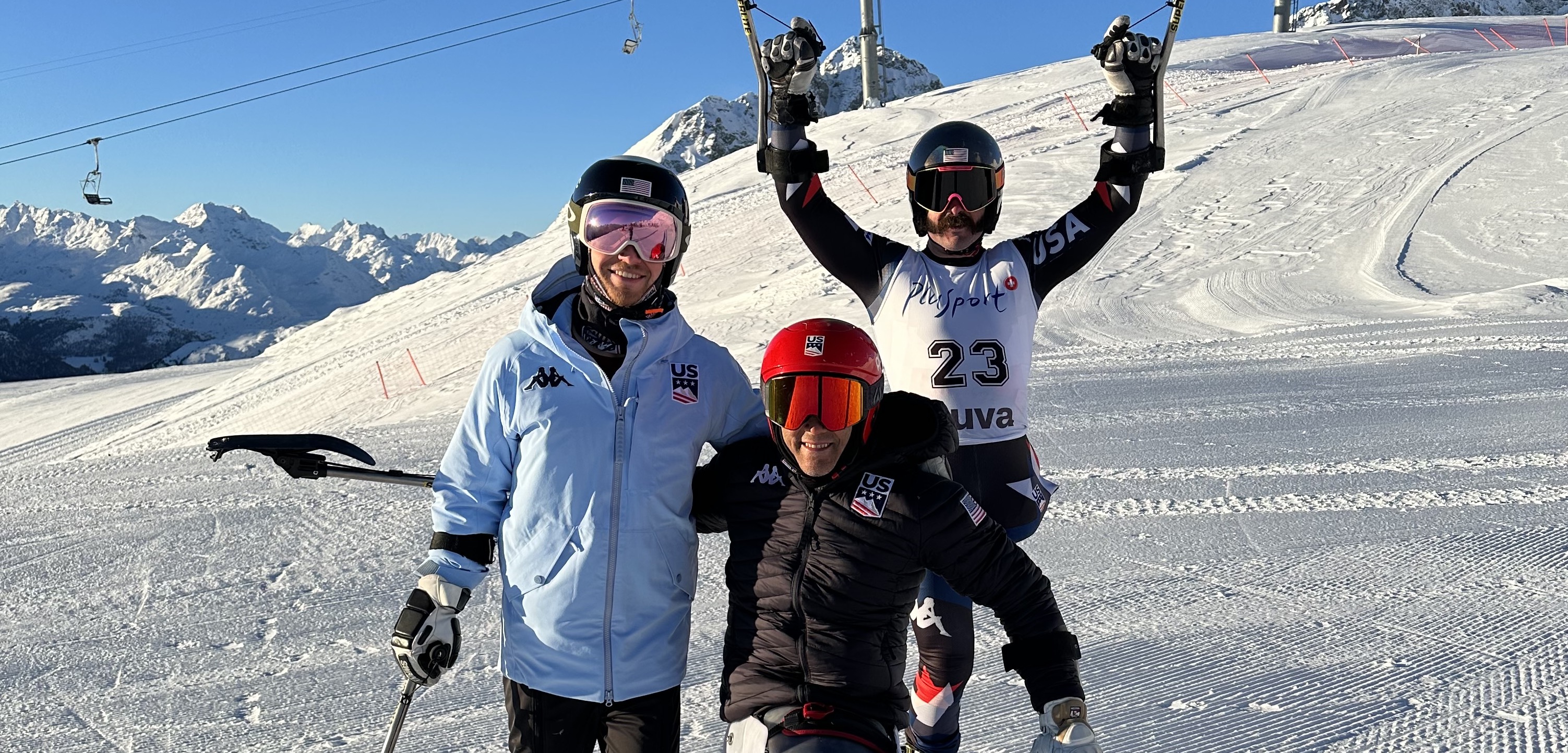U.S. Para Alpine Ski athletes smile on the snow