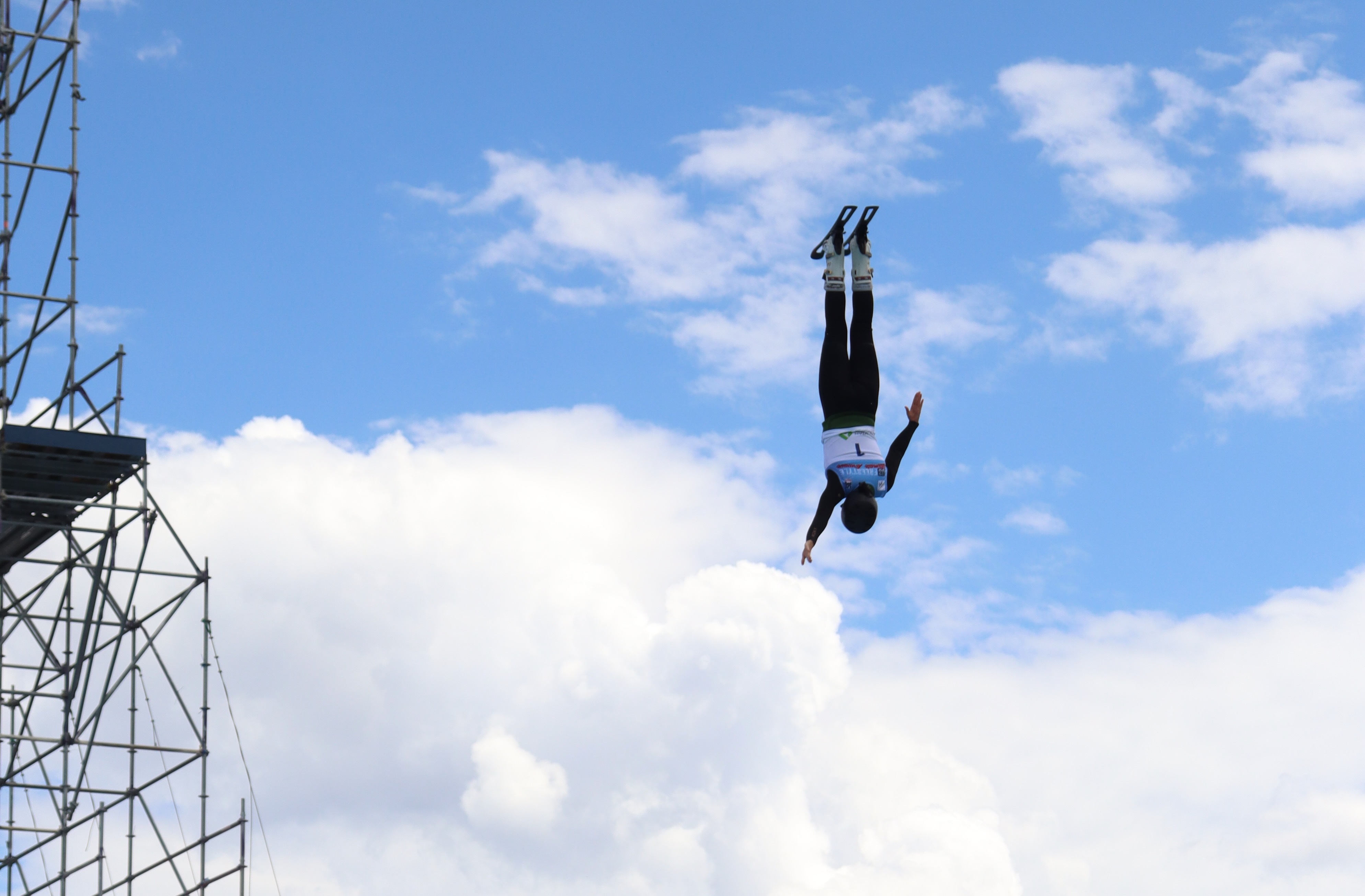 aerials athlete on water ramps