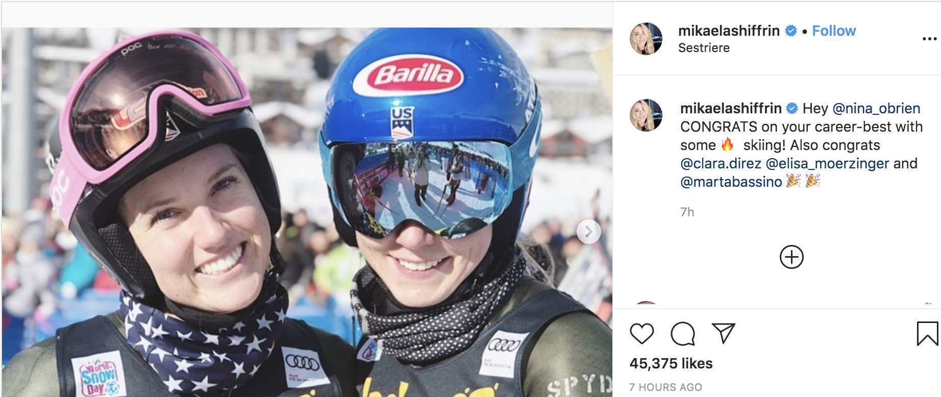 Mikaela Instagram Congrats for Nina