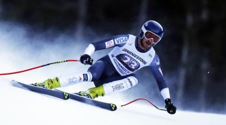 Bryce Bennett, shown here competing earlier this season in Garmisch, Germany, finished 15th in Saturday’s World Cup downhill. (Getty Images/Agence Zoom - Alexis Boichard)