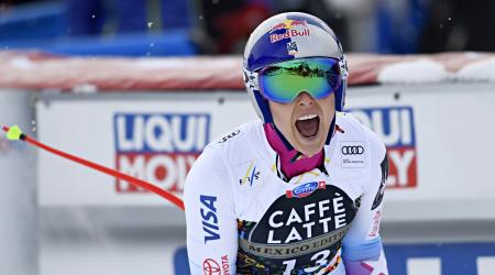 Lindsey Vonn celebrates her 82nd World Cup victory Wednesday in Are, Sweden. (Getty Images/Agence Zoom – Alain Grosclaude)