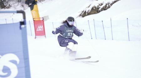 Alli Macuga skis during a training run in Bakuriani, Georgia.